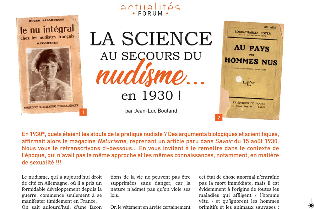 Sciences et naturisme, accordées en 1930