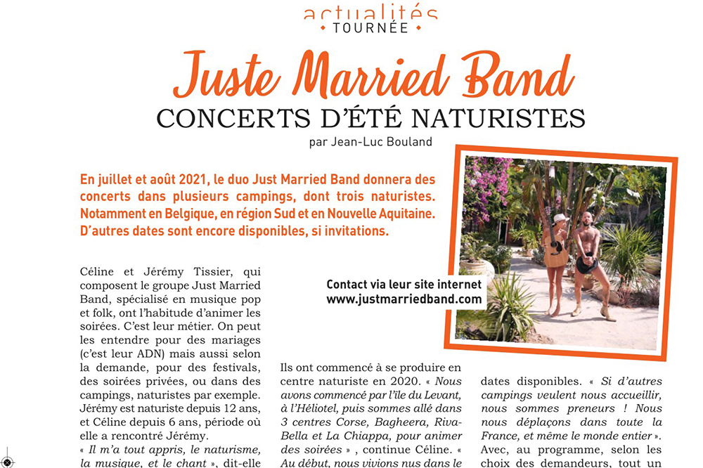 Just married Band, des musiciens très naturistes