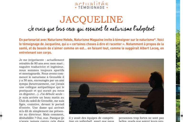Le témoignage naturiste de Jacqueline