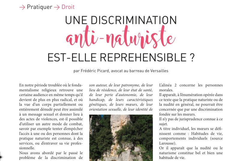 L’anti-naturisme vu par la loi