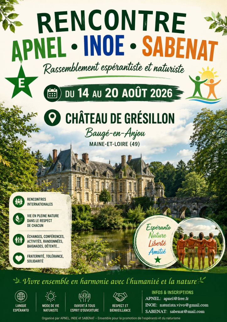 Rencontre APNEL, INOE et SABENAT au château de Grésillon en août 2026